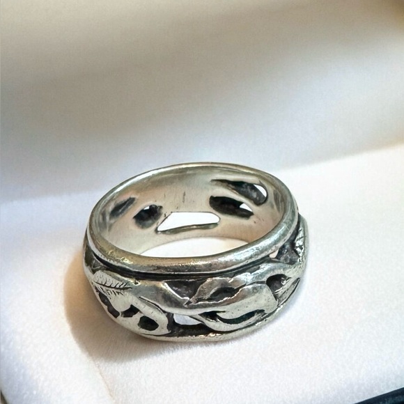 Vintage 90s Abstract Sterling Silver Ring Band (7) - Picture 5 of 7